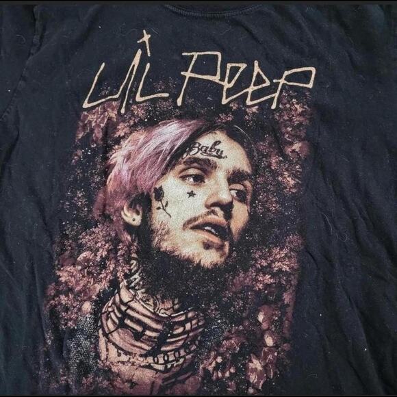 Vtg Y2k LIL PEEP Portrait Graphic Print Iconic SoundCloud Rapper Rap T Shirt L - Picture 2 of 4